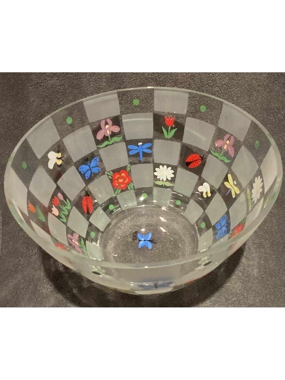 Lenox 9โ Hand Painted Natures Splendor Glass Serving/Decorative Bowl